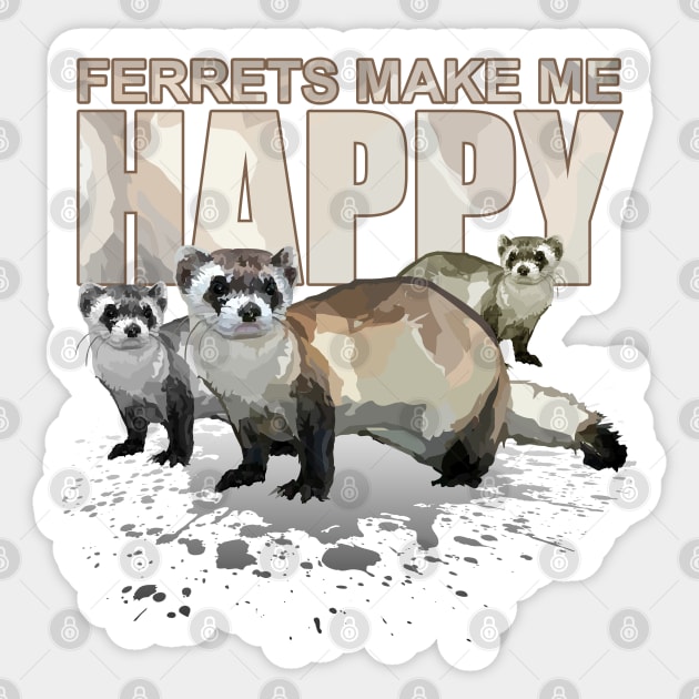 Ferrets Make Me Happy Sticker by adamzworld